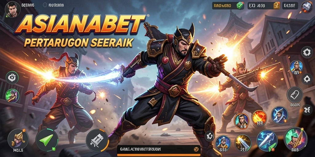 Tampilan gameplay menegangkan dalam ASIANABET saat bertarung dengan karakter beragam.