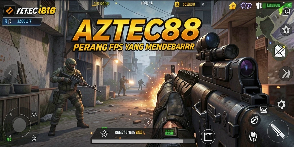 Screenshot AZTEC88 menampilkan aksi tembak-menembak yang intens dan grafis 3D yang memukau.