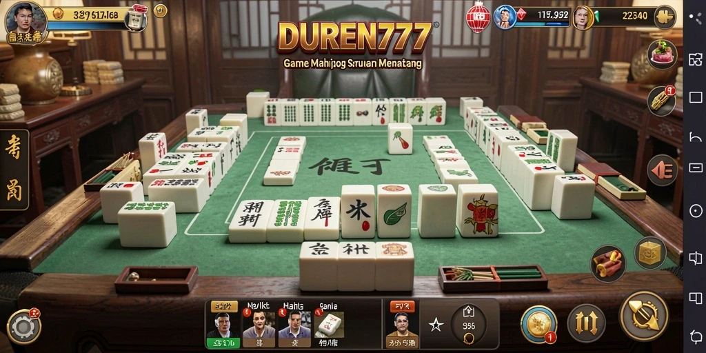 Tampilan gameplay Mahjong seru dalam DUREN777.