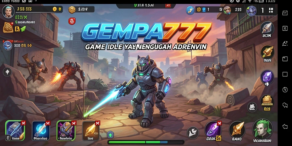 Tangkapan layar utama <strong>GEMPA777</strong> menampilkan gameplay Idle yang mengasyikkan dan interaktif.