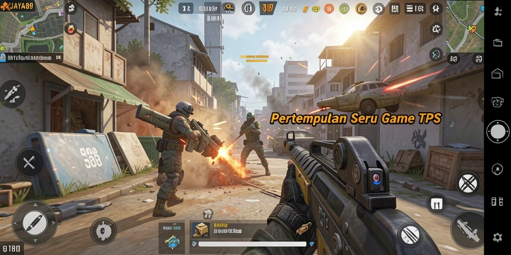 Tampilan gameplay seru dalam JAYA89 dengan aksi tembak-tembakan.