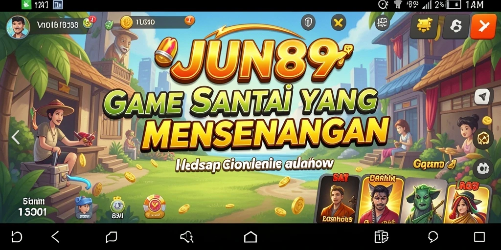 Screenshot tampilan gameplay yang ceria dan dinamis dari JUN88.