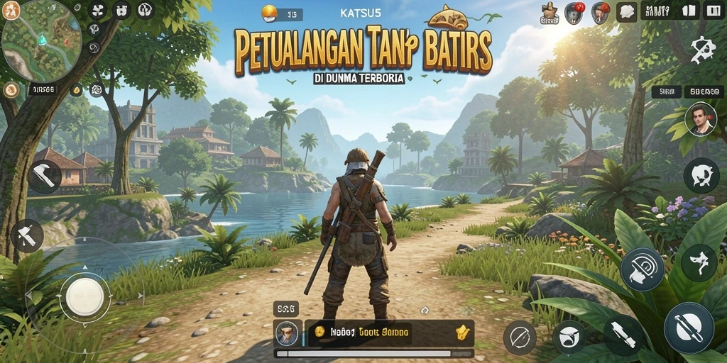 Tampilan gameplay KATSU5 yang memukau di dunia terbuka.