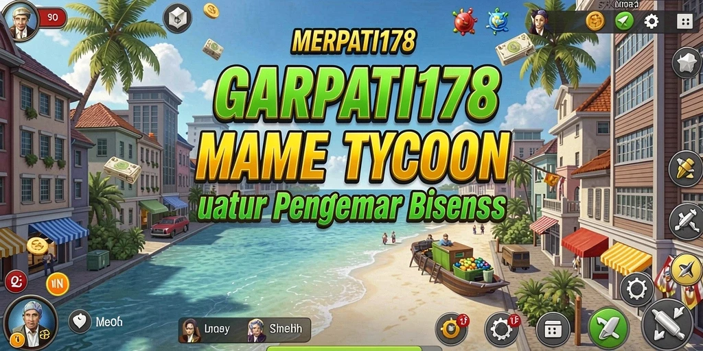 Tangkapan layar gameplay MERPATI178 menampilkan dunia bisnis yang dinamis.