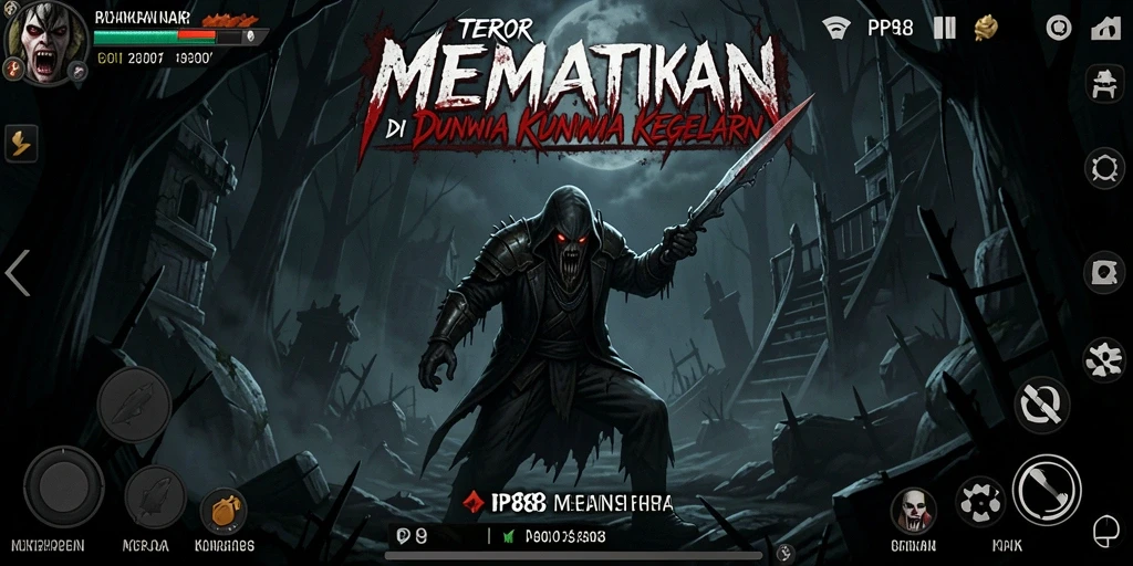 Tampilan gameplay PP88 yang menakutkan dan atmosfer horor yang mencekam.