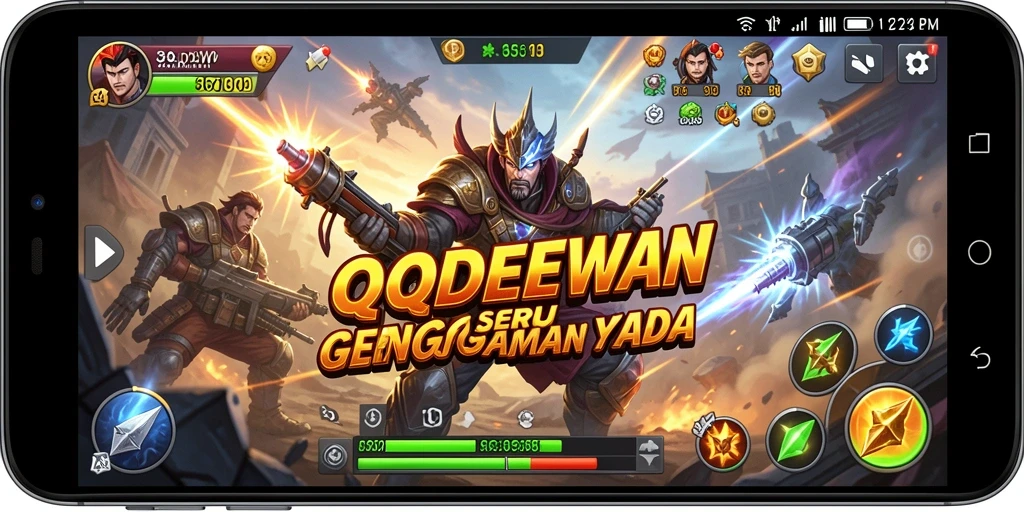 Screenshot menampilkan aksi pertempuran seru dalam QQDEWA.