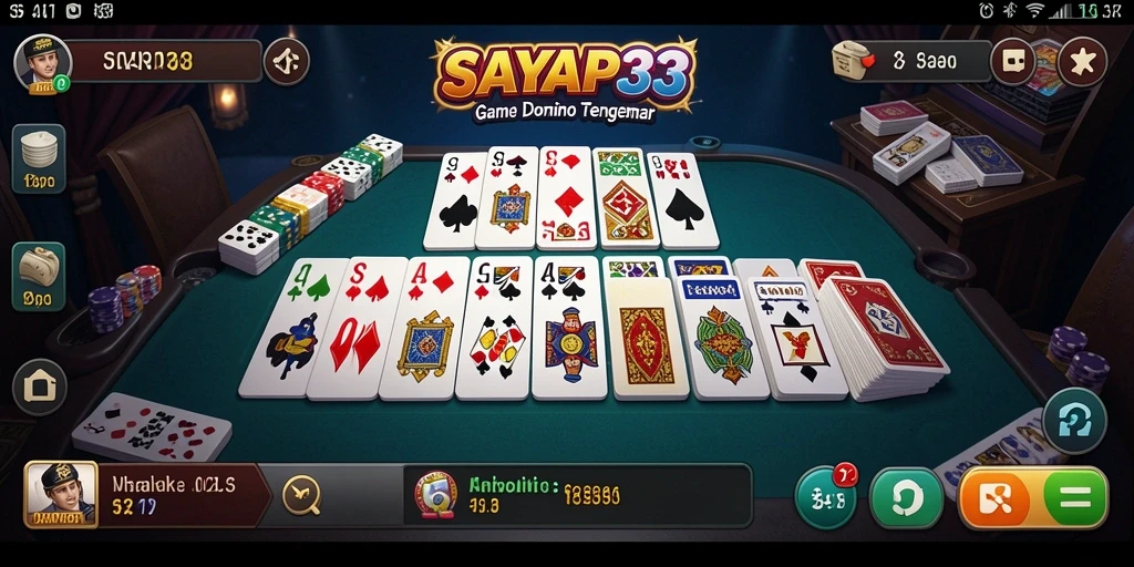 Tampilan permainan SAYAP33 dengan kartu Domino yang menegangkan.