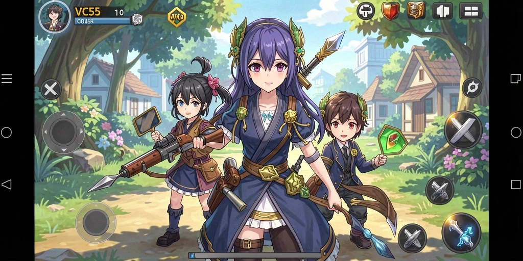 Tampilan gameplay menarik di dunia Anime yang penuh petualangan.